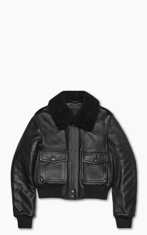 AMI Paris Leather Bomber Black