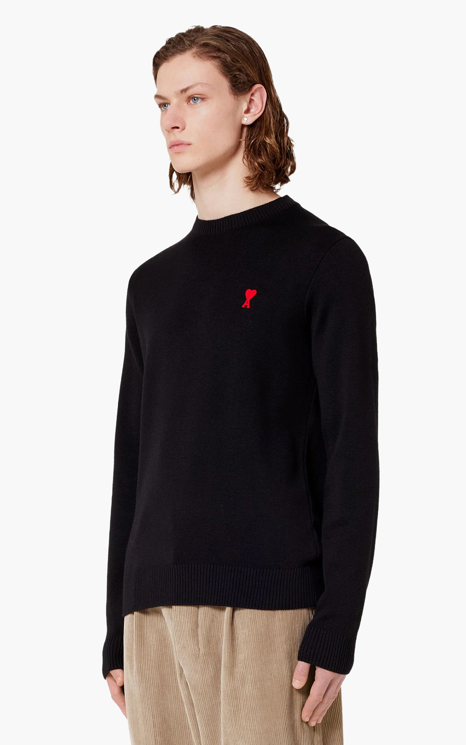 AMI Paris Ami De Coeur Crewneck Sweater Black | Cultizm