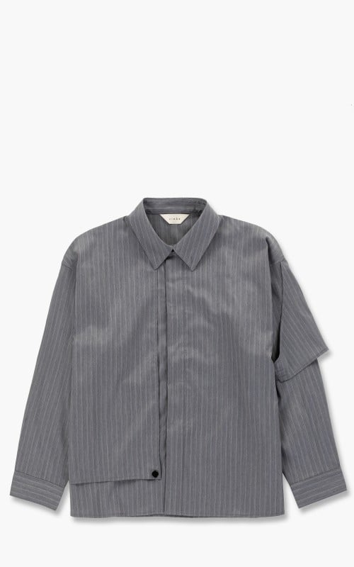 Jieda Silk Stripe Trench Shirt Grey