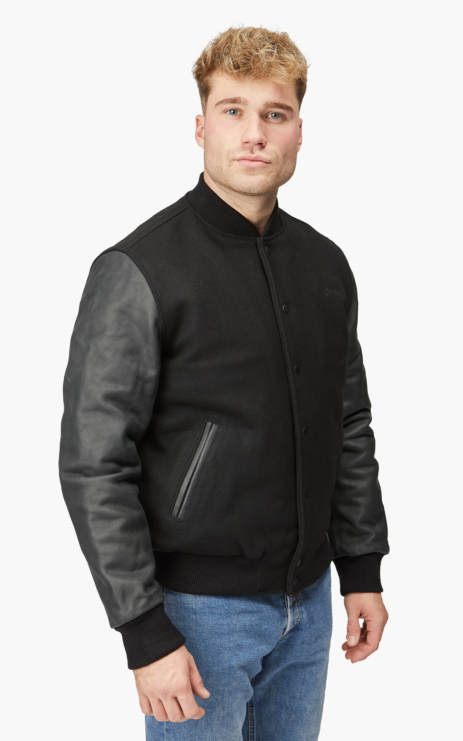 Schott NYC Varsity Jacket LCUSA Black/Black | Cultizm