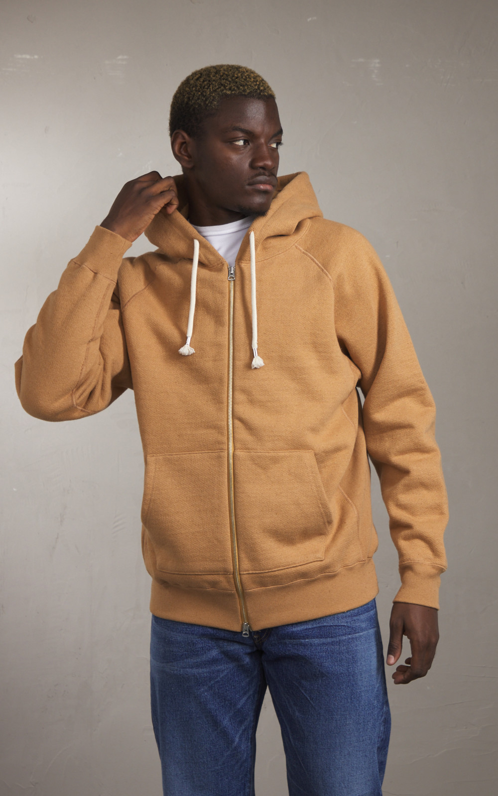 Wonder Looper Zip Hoodie Double Heavyweight French Terry Foxfibre® Coyote  80 | Cultizm