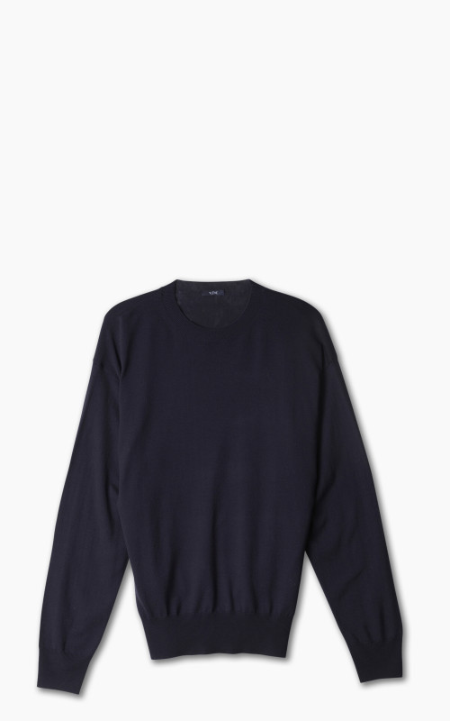 YLÈVE Superfine Merino Wool Knit Pullover Navy