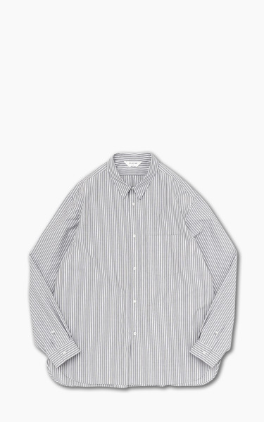 Still By Hand Regular Collar Shirt Grey Stripe