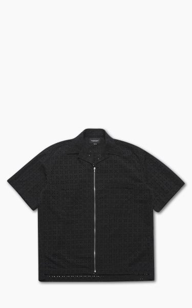 Eastlogue Mechanic Zip-Up Half Shirt Black Crochet
