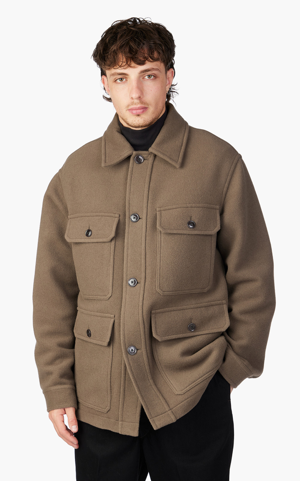 Lemaire Hunting Jacket Wool Dark Squirrel | Cultizm Lemaire Hunting Jacket Wool Dark Squirrel | Cultizm