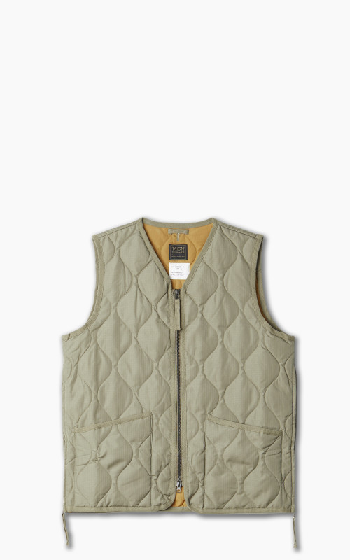 Taion Military Zip V-Neck Vest Light Mocha