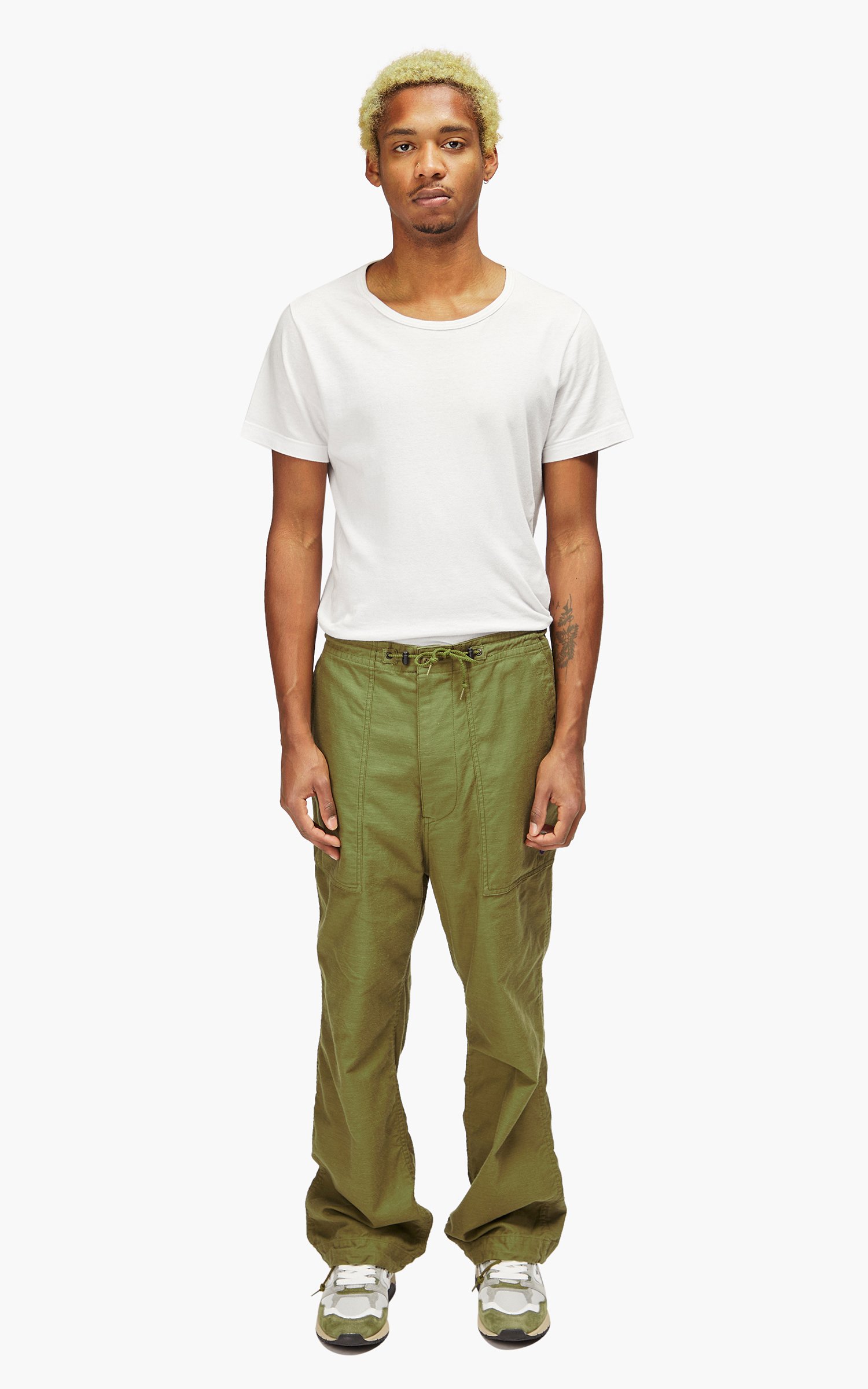 Needles String Fatigue Pant Back Sateen Olive | Cultizm