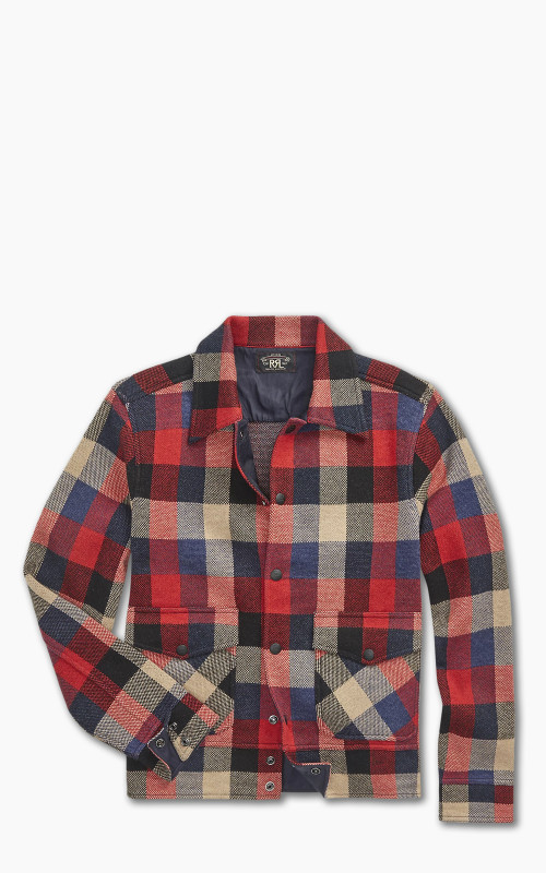 RRL Plaid Wool Jumper Jacket Red Multi