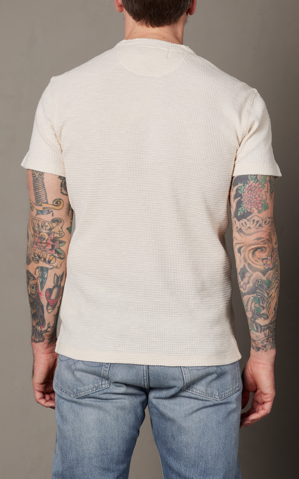 RRL Waffle-Knit Henley Shirt Paper White | Cultizm