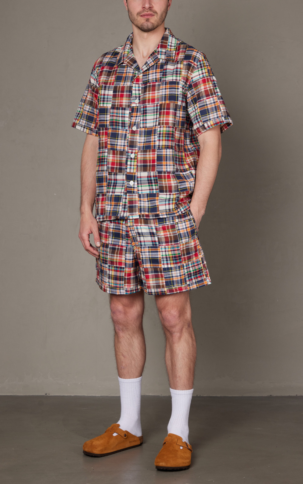 Madras patchwork shorts store