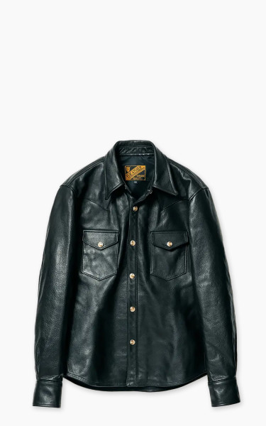 Y&#039;2 Leather Steer Oil Leather Western Shirt Black