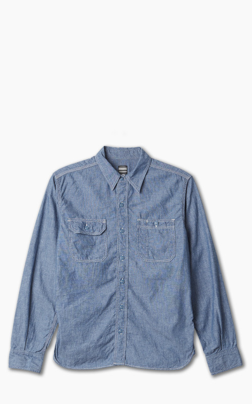 Momotaro Jeans MS044 5oz Chambray Work Shirt Indigo