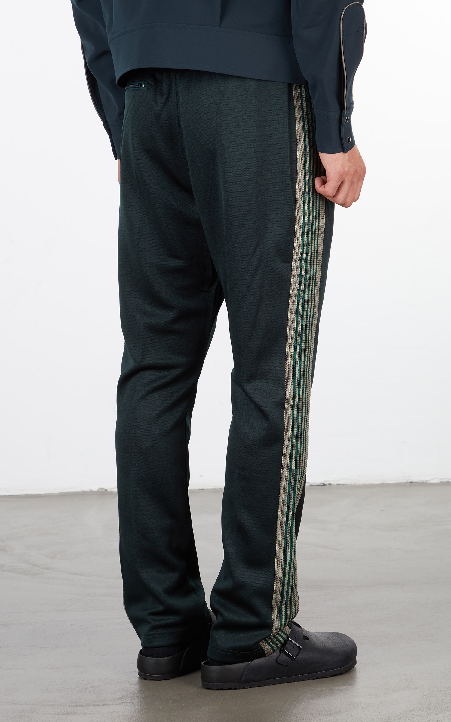 Needles Narrow Track Pant Poly Smooth Dark Green | Cultizm