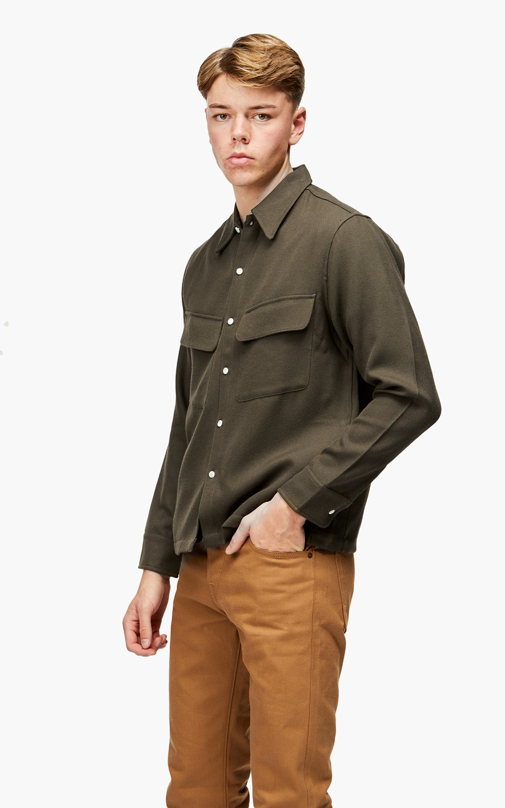3sixteen Western Overshirt Wool Gabardine Forest | Cultizm 3sixteen Western Overshirt Wool Gabardine Forest | Cultizm
