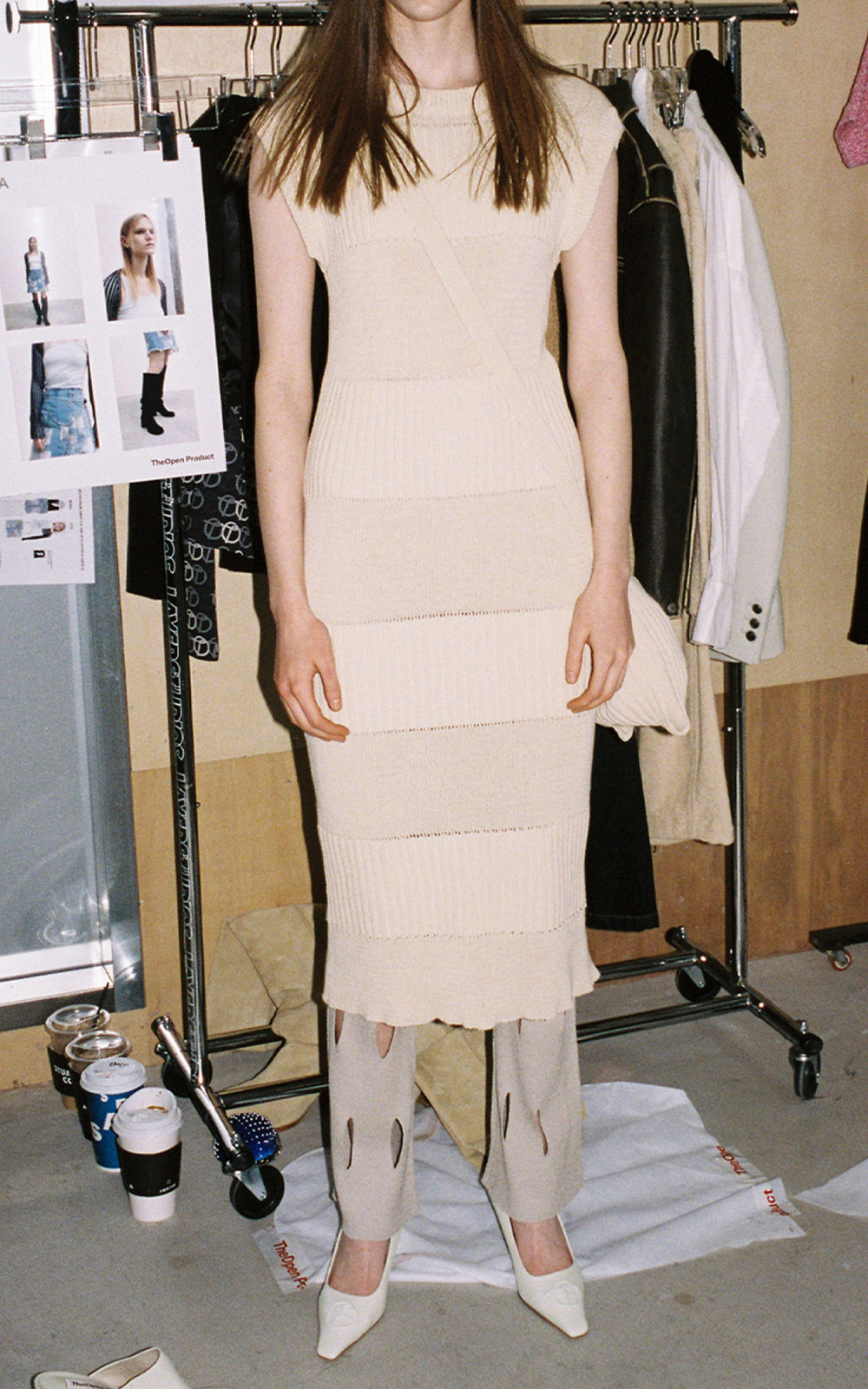 【OPEN YY】 CUT OUT KNIT PANTS BEIGE TheOpen Product Cut-Out Knit Pants Beige | Cultizm