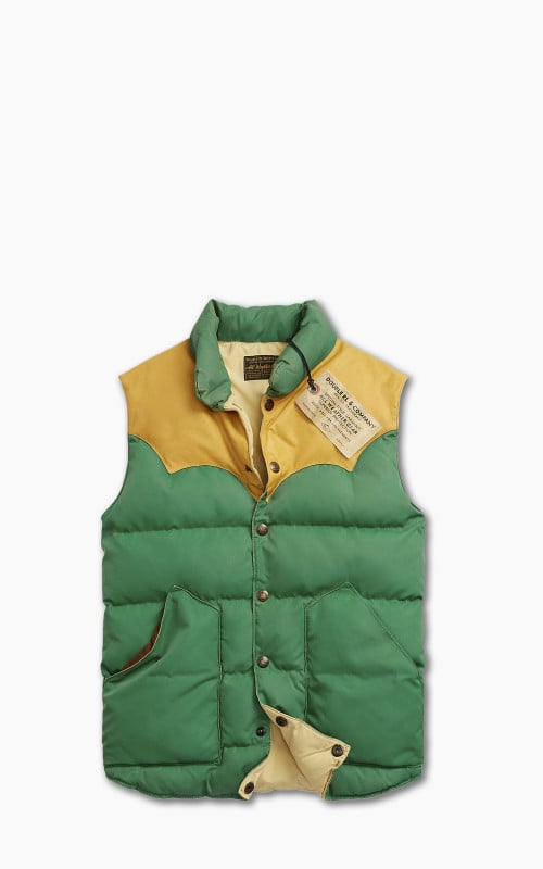 RRL Leather-Yoke Quilted Vest Kelly Green