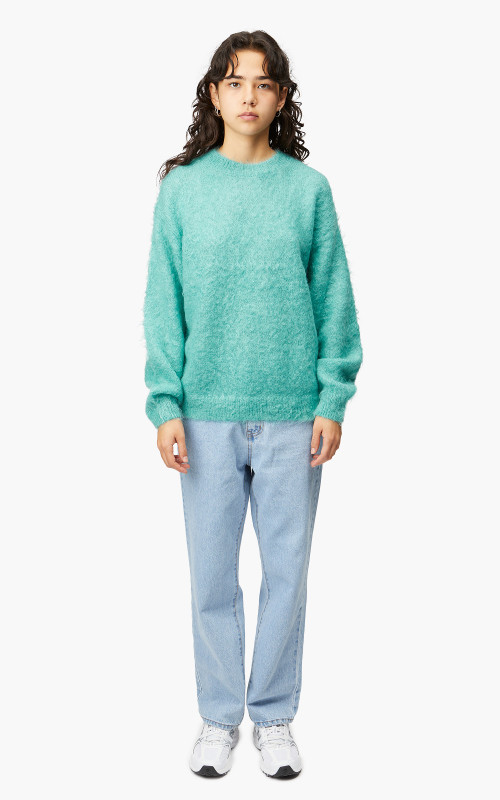 Auralee W Brushed Super Kid Mohair Knit P/O Blue