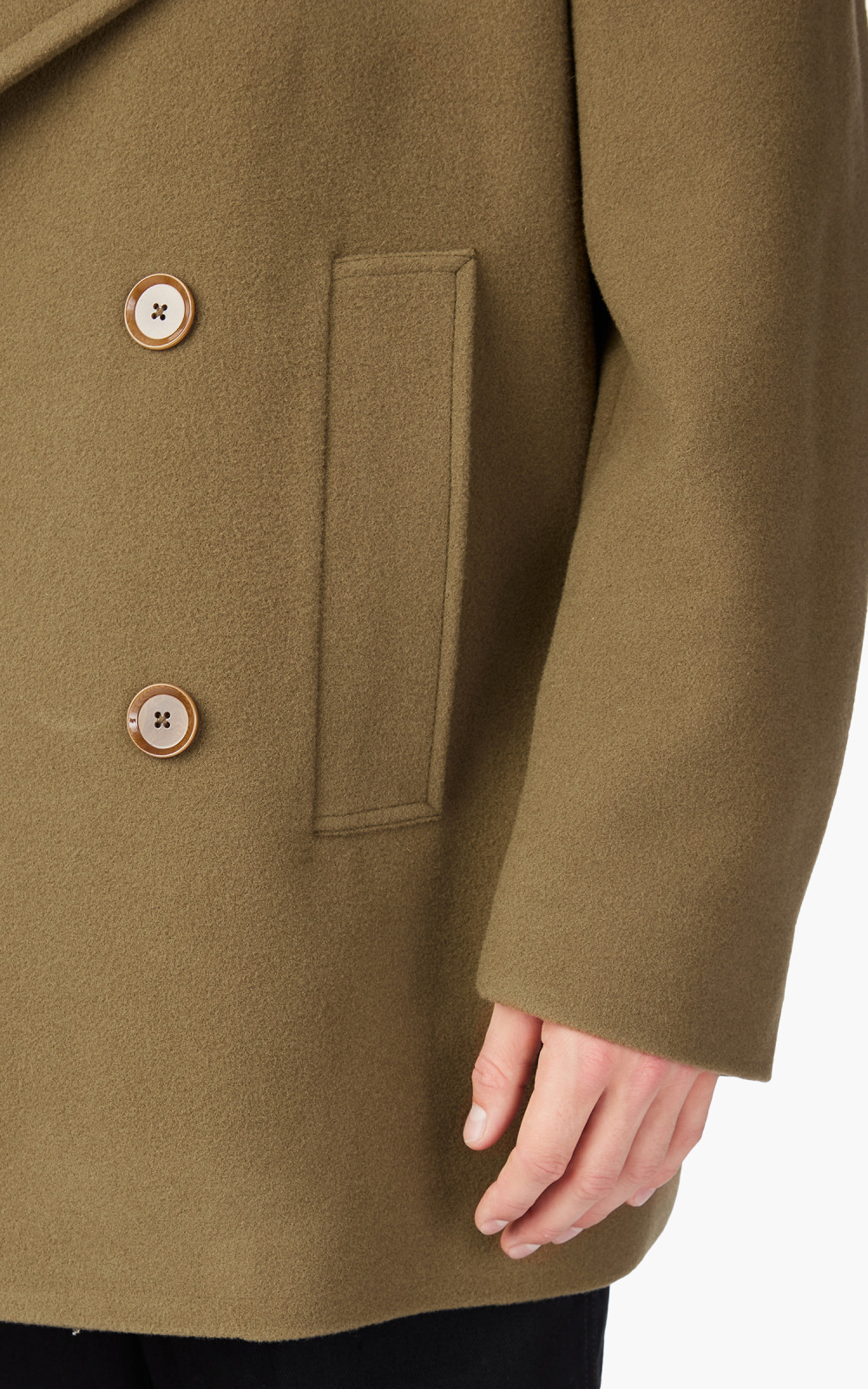 Lemaire Maxi Pea Coat Wool Capers Khaki | Cultizm Lemaire Maxi Pea Coat Wool Capers Khaki | Cultizm