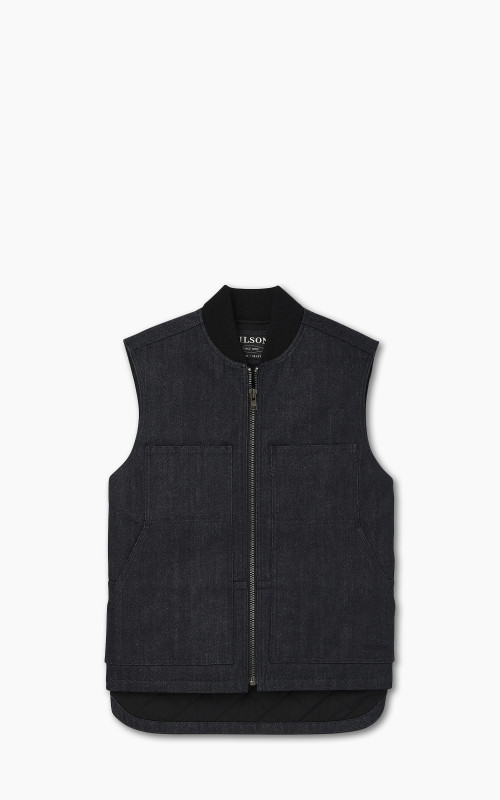 Filson Denim Insulated Work Vest Raw Indigo