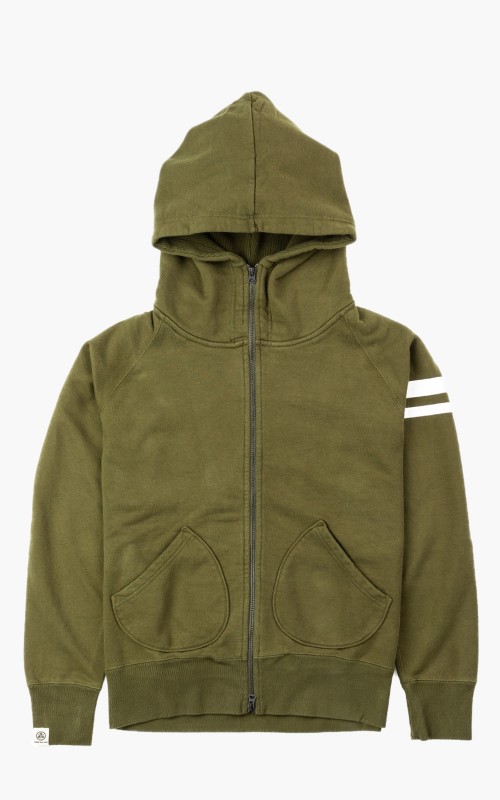 Momotaro Jeans 07-044 Heavyweight Hoodie Olive Drab GTB