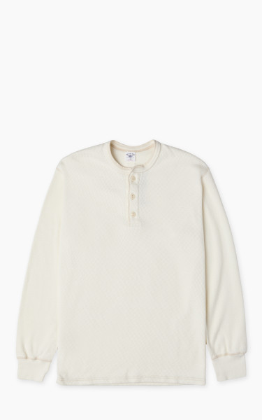 The Flat Head FN-THLH-004 Waffle Knit Henley Thermal Ivory