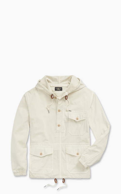 RRL Garment-Dyed Jersey Popover Anorak Cream