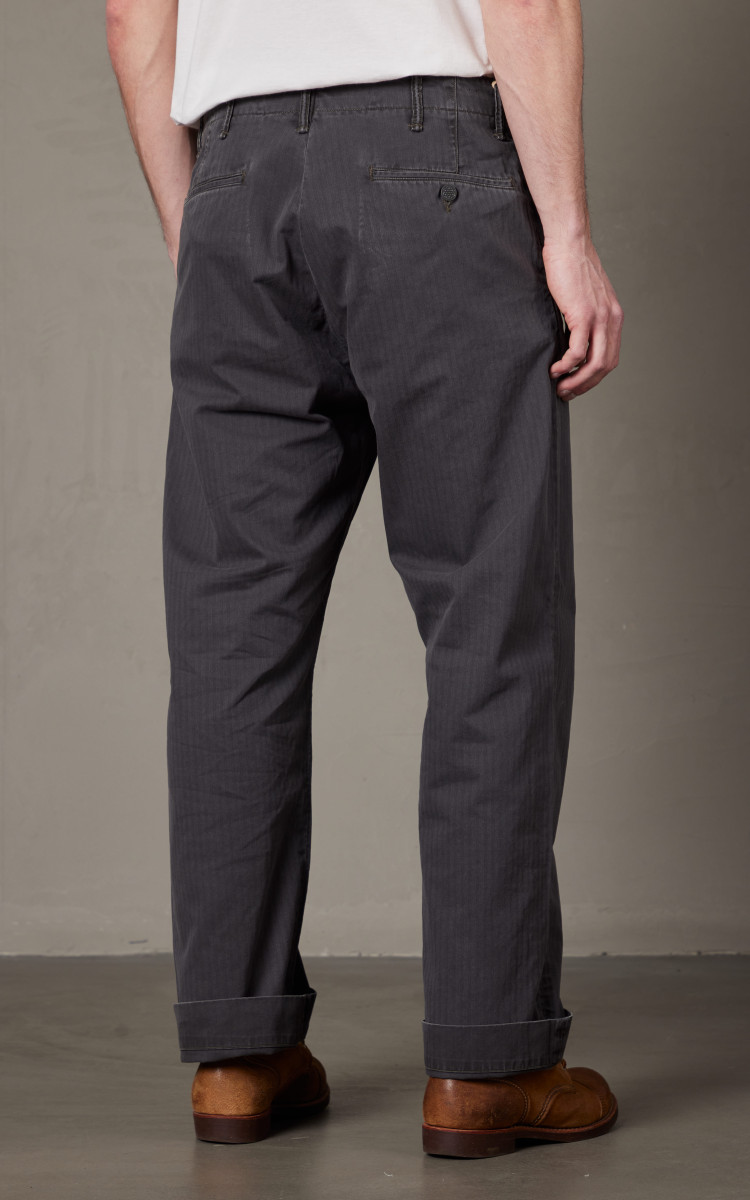 RRL Field Chino Flat Front Herringbone Black | Cultizm