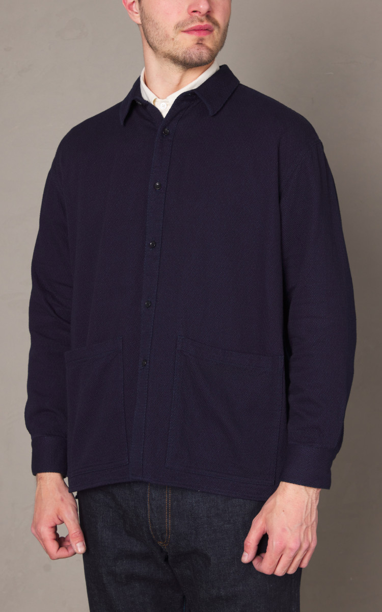 Japan Blue Sashiko Jacquard Shirt Indigo | Cultizm