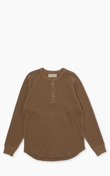 Wonder Looper Iron Mordant Foxfibre® Heavyweight Waffle Henley Coyote 80