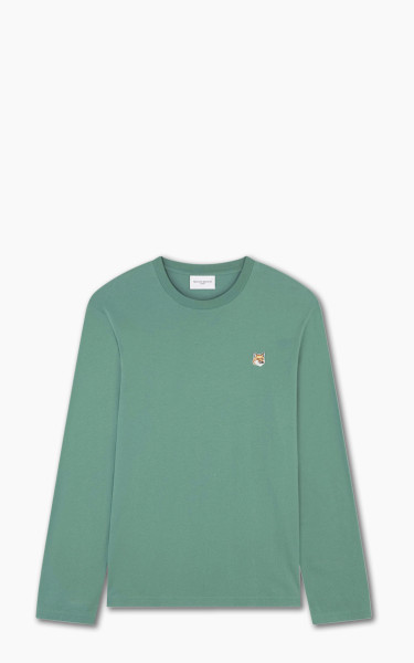 Maison Kitsuné Fox Head Patch Regular Long-Sleeved T-Shirt Teal Grey