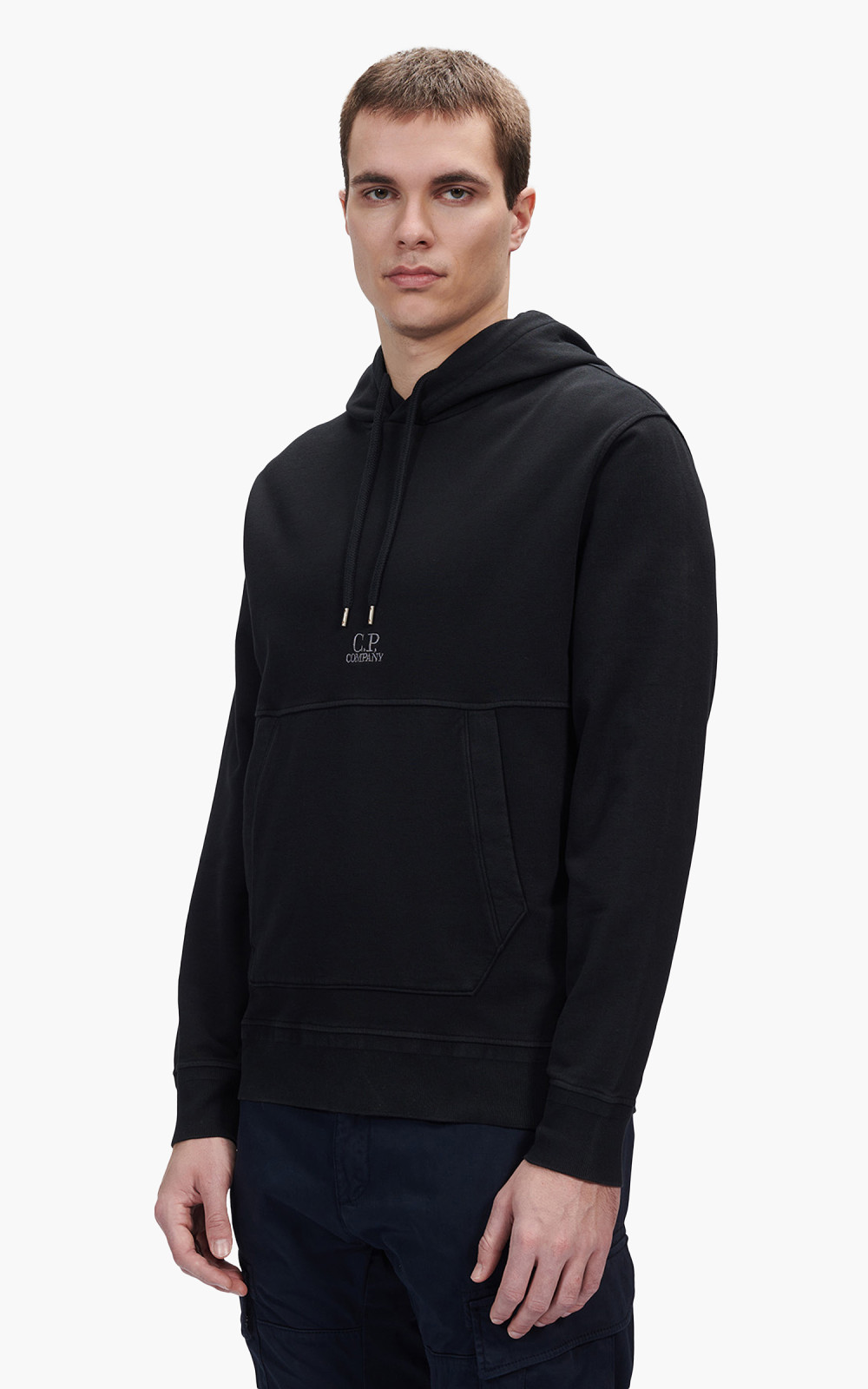 ★韓国の人気★【CP COMPANY】★COTTON FLEECE LOGO HOODIE★ C.P. Company Cotton Fleece Logo Hoodie Black | Cultizm