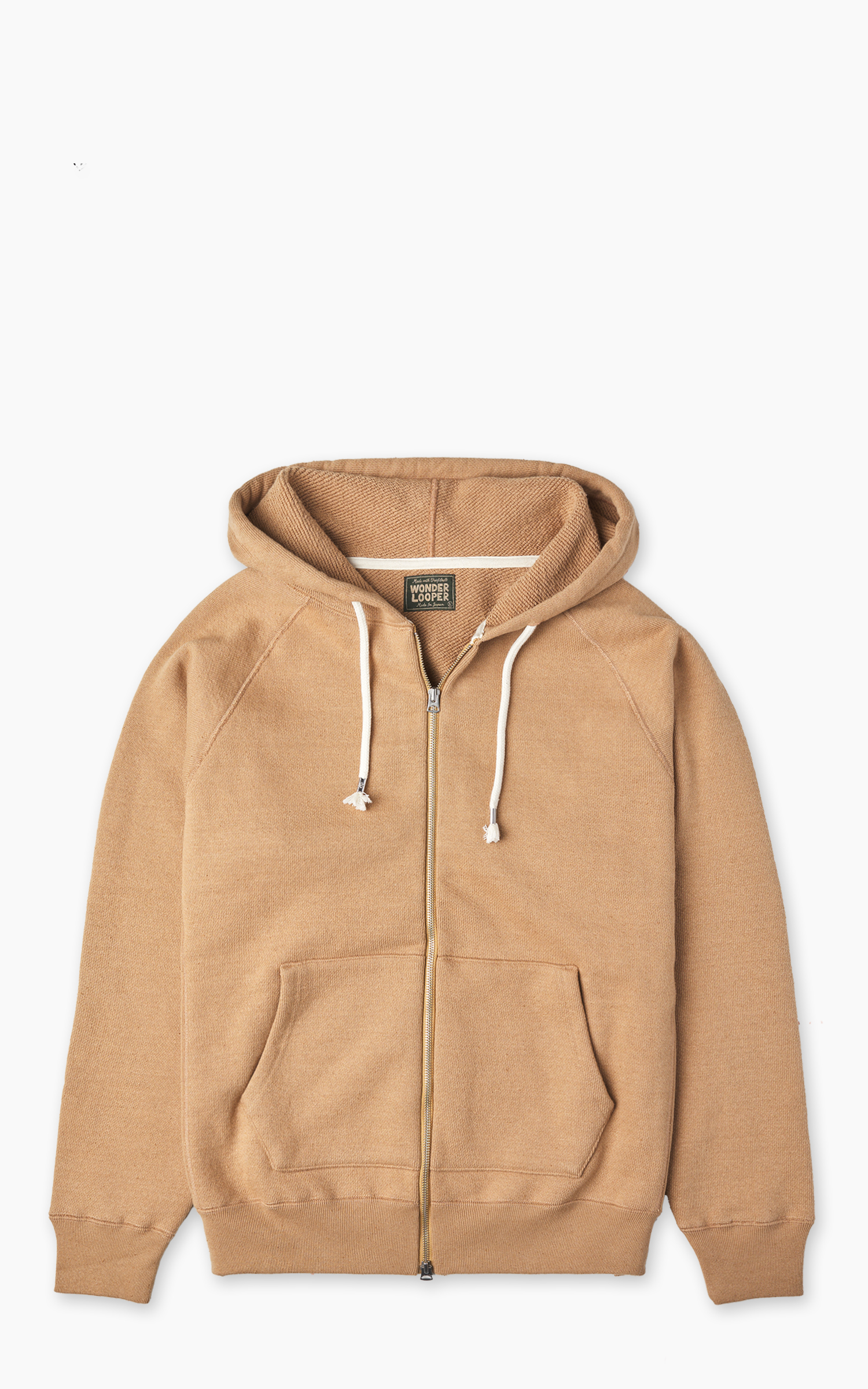 Wonder Looper Zip Hoodie Double Heavyweight French Terry Foxfibre® Coyote  80 | Cultizm