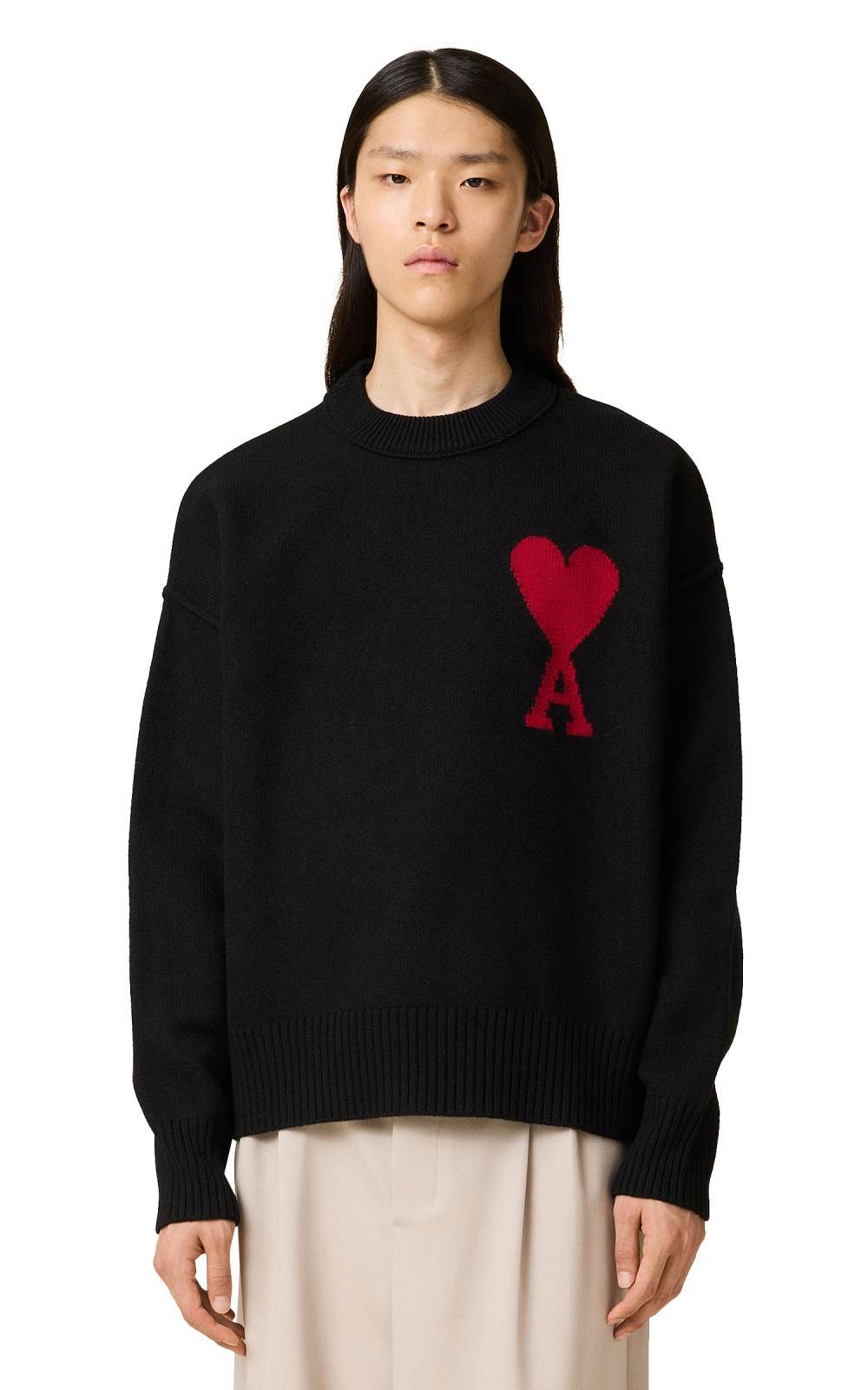 Ami paris red adc sweater black cultizm