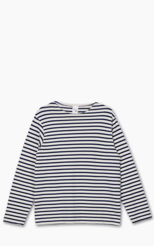 Nudie Jeans Charles Stripe LS T-Shirt Offwhite/Blue