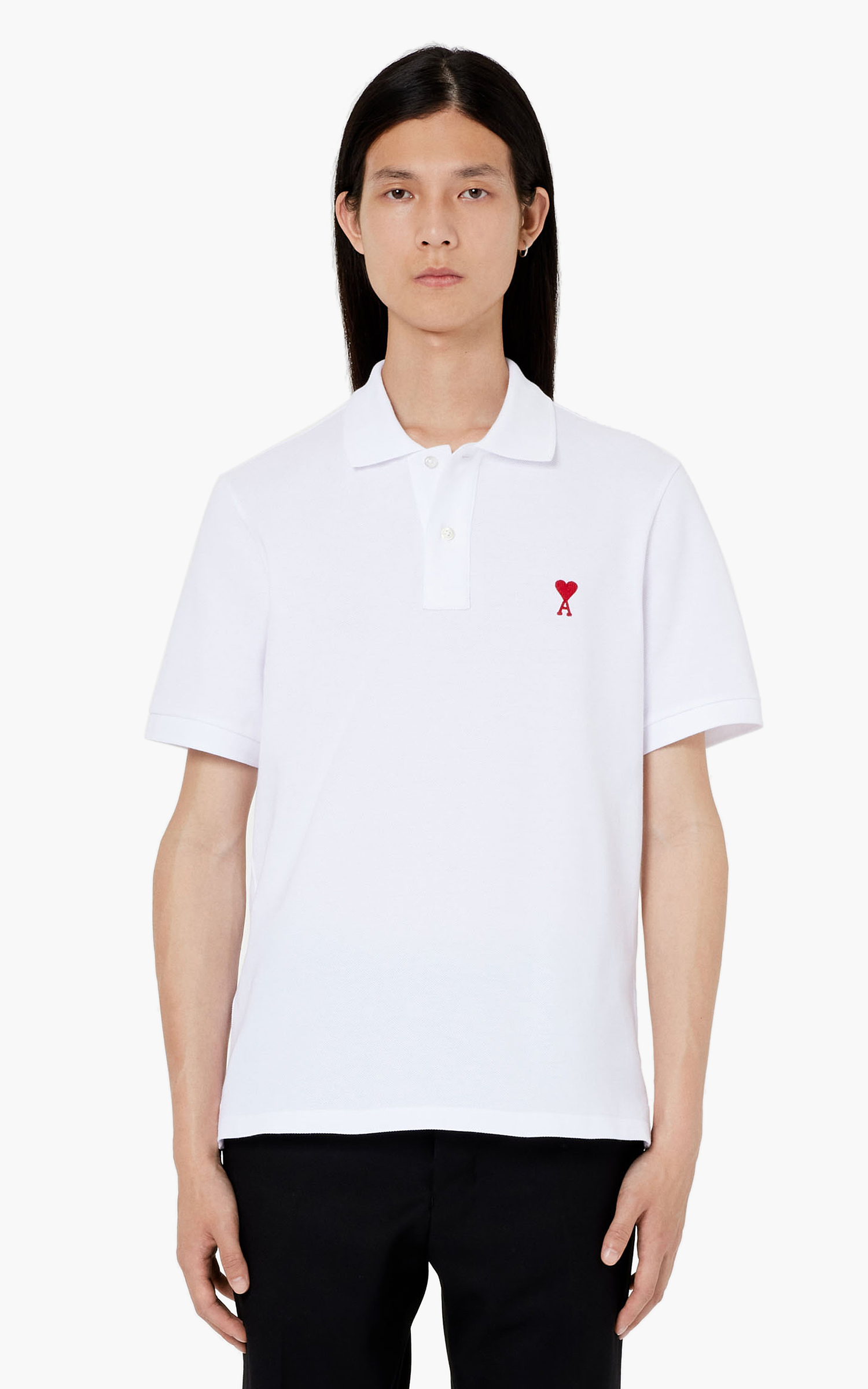 AMI Paris Ami De Coeur Polo Shirt White | Cultizm