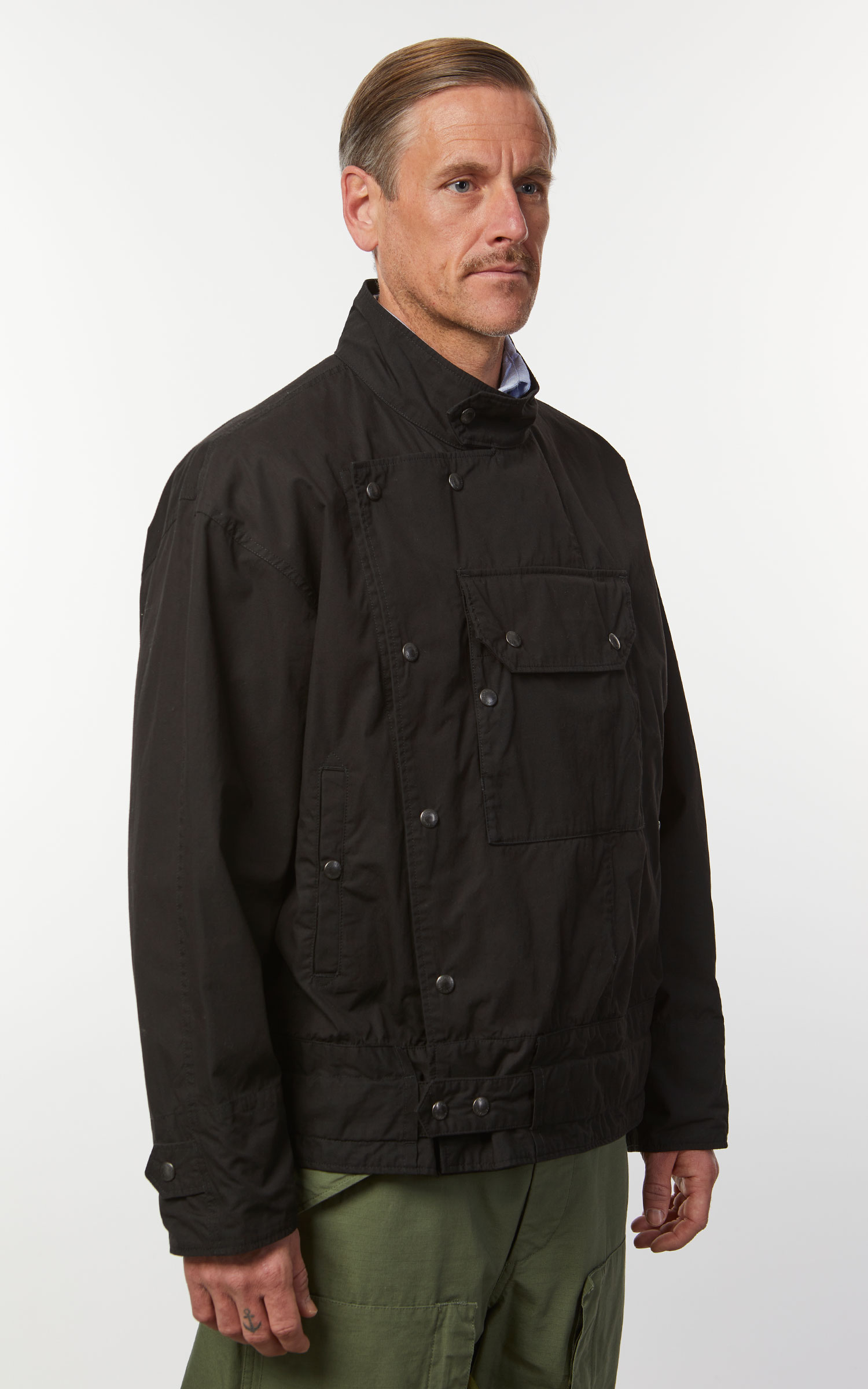 Engineered Garments Moto Jacket Cotton Duracloth Poplin Black 