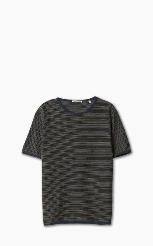 Our Legacy Tanker T-Shirt Navy/Brown Crepe Stripe