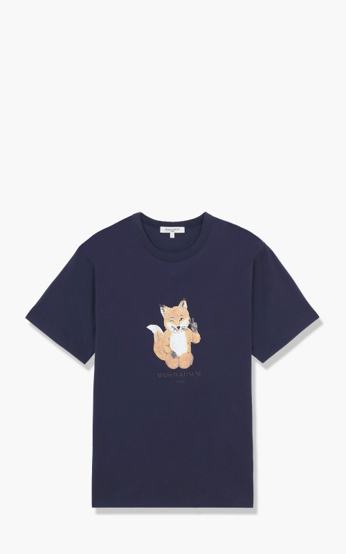 Maison Kitsuné All Right Fox Print T-Shirt Navy HM00130KJ0008-NAVY