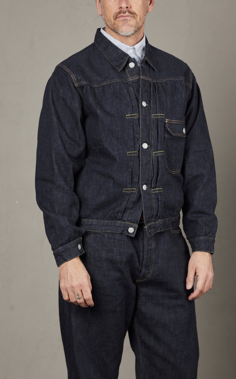 ジャケット・アウター kaval indigo hard wash shop coat M kaval Antique Japanese Cotton & Linen Indigo Fishtail Long