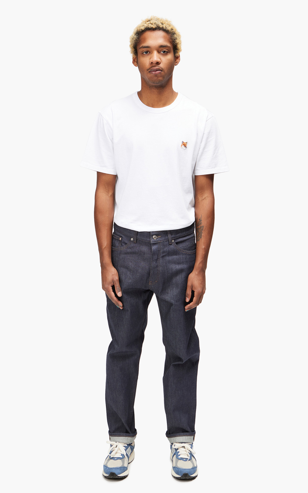 Maison Kitsuné Tapered Fit Jeans Unwashed Indigo | Cultizm