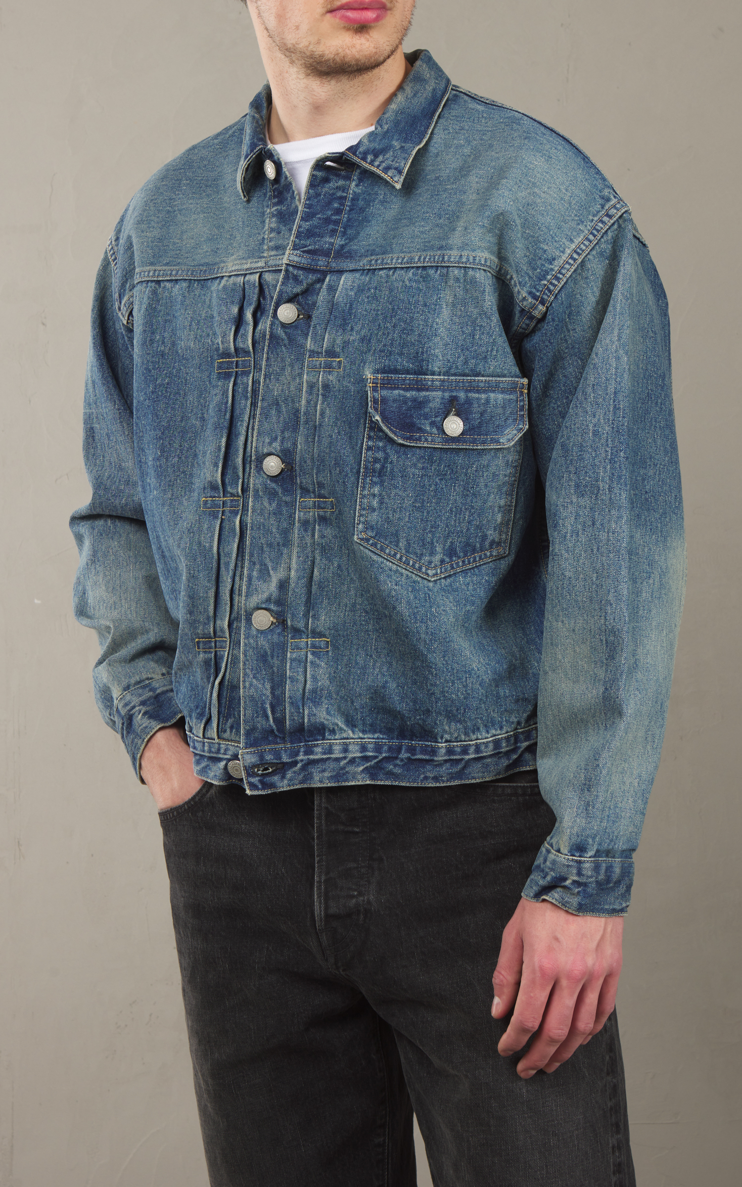 OrSlow 40s Pleated Front Blouse Jacket Selvedge Used Indigo OrSlow 40s Pleated Front Blouse Jacket Selvedge Used Indigo