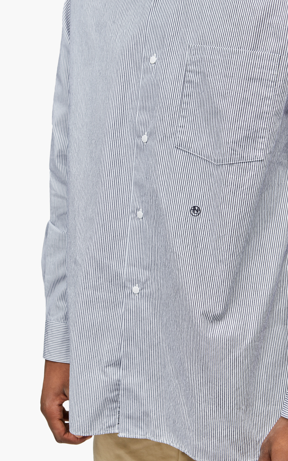 Nanamica Regular Collar Stripe Wind Shirt Navy | Cultizm