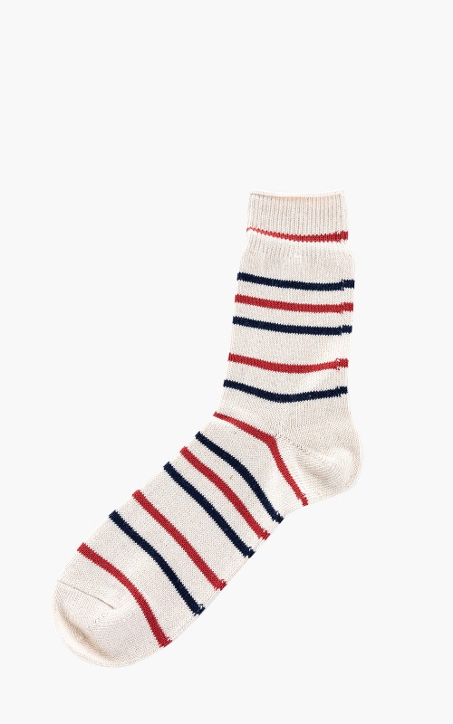 Anonymous Ism Socks Re Cotton Stripe 3Q Nature/Red/Navy