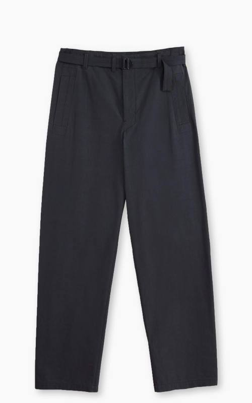 Lemaire Seamless Belted Pants Washed Cotton Bachette Anthracite Brown