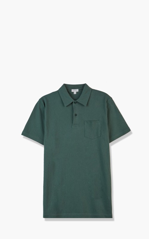 Sunspel Cotton Riviera Polo Shirt Deep Green MPOL1026-GNEU