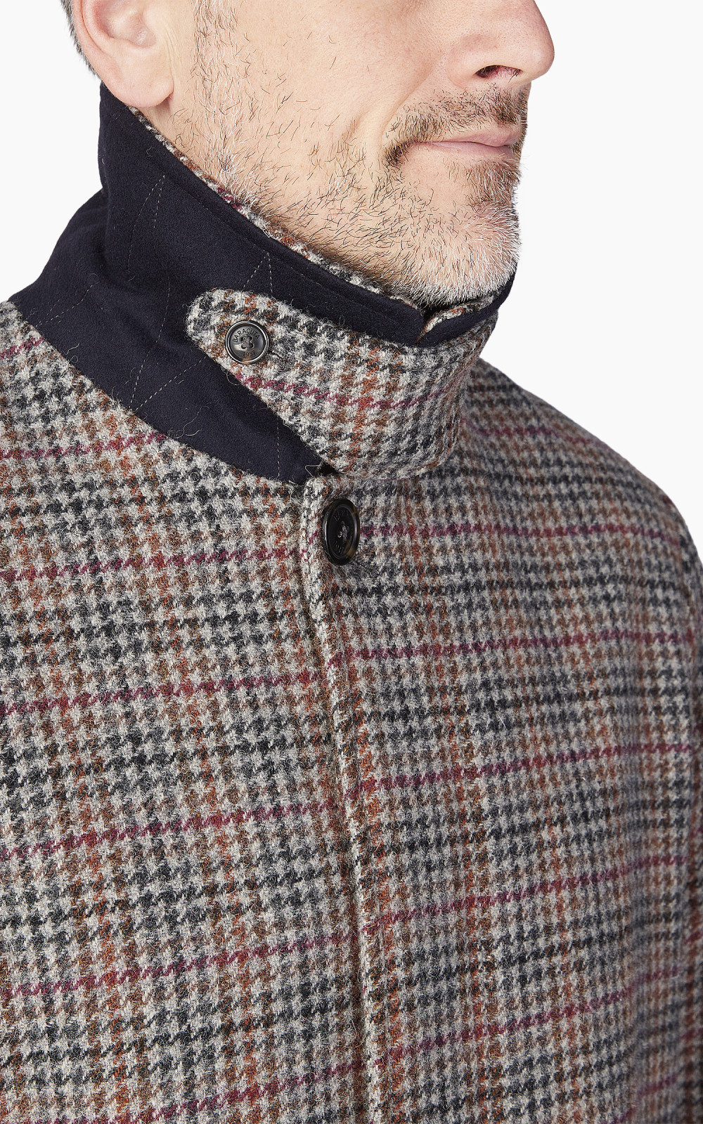 Baracuta Paul Wool Coat Houndstooth Grey | Cultizm