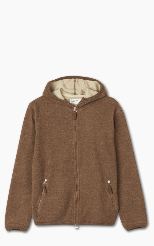 Universal Works Surfer Hoodie Wool Cotton Knit Brown