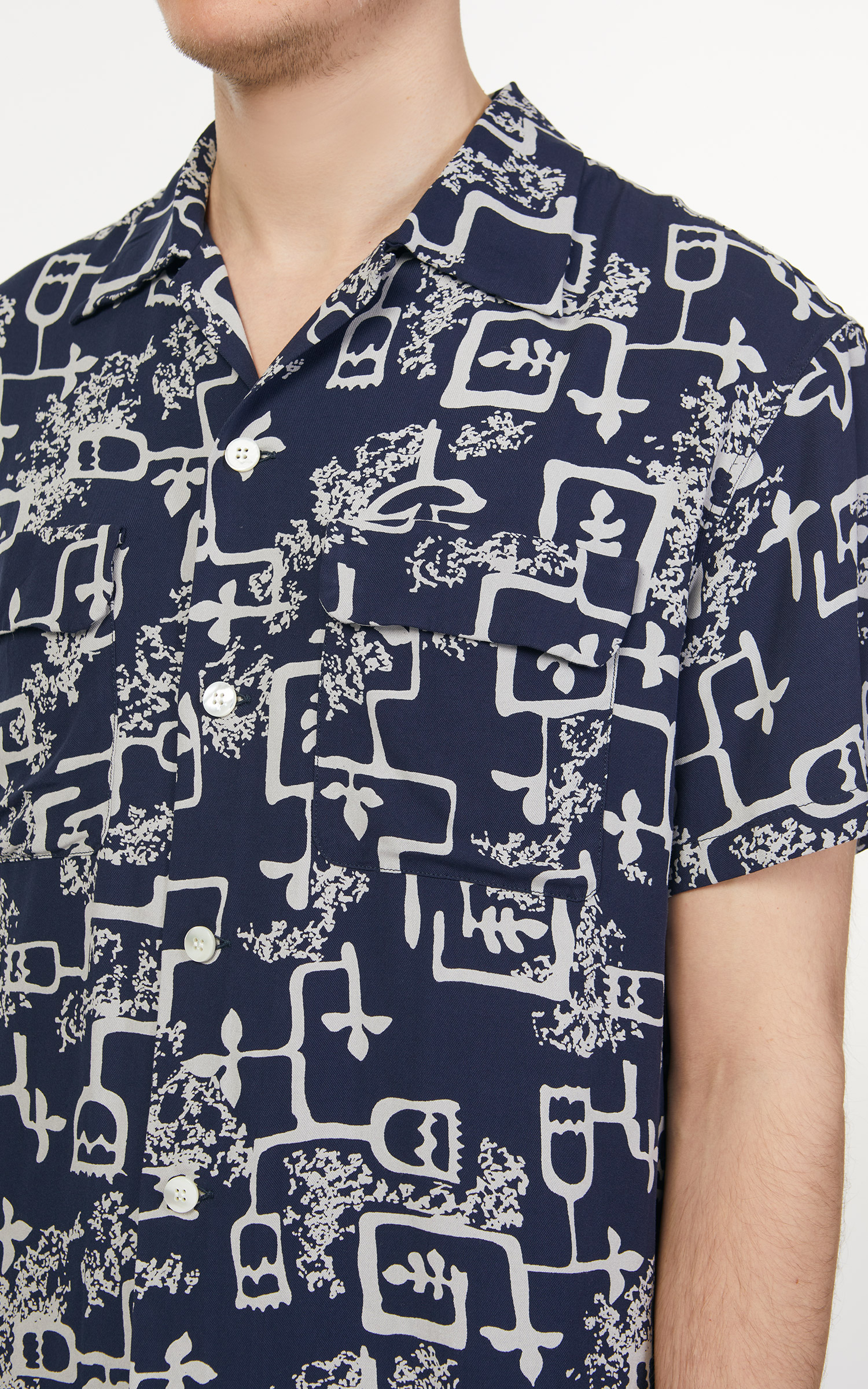 Levi s Vintage Clothing 1940s Hawaiian Shirt Navy White Cultizm