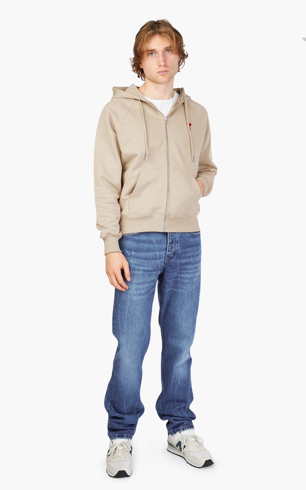AMI Paris ADC Zipped Hoodie Champagne | Cultizm AMI Paris ADC Zipped Hoodie Champagne | Cultizm