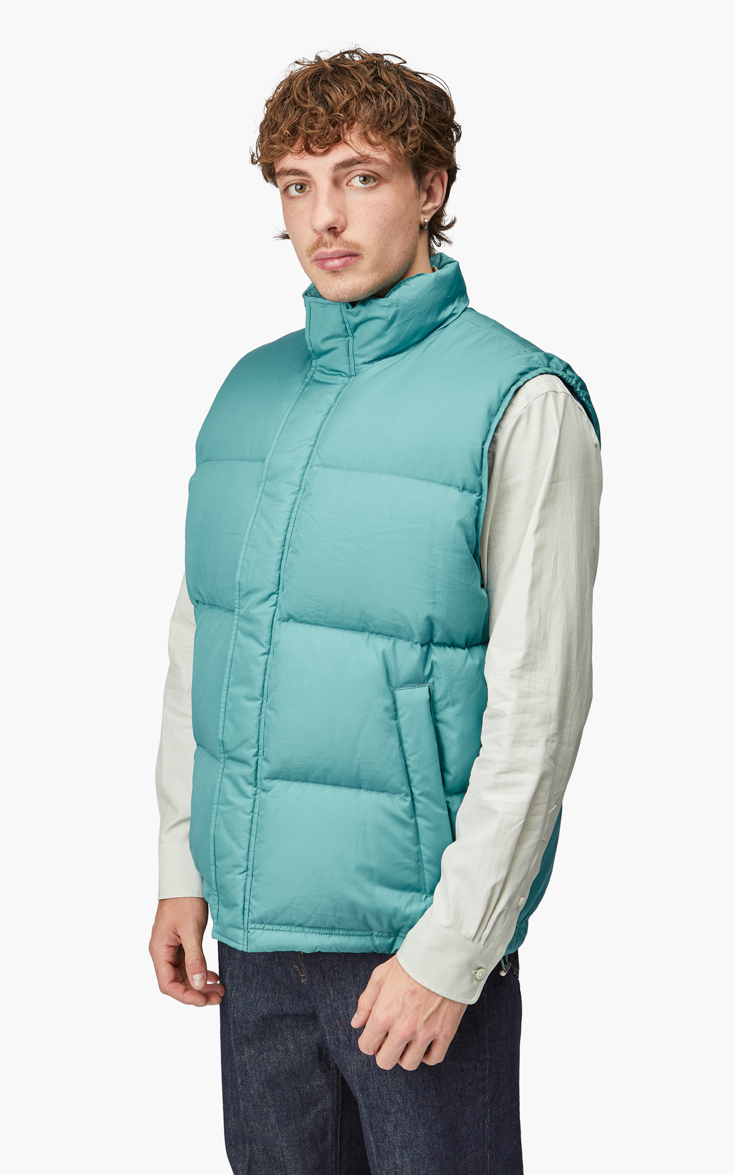 Auralee Suvin High Count Cloth Down Vest Cerulean Blue | Cultizm